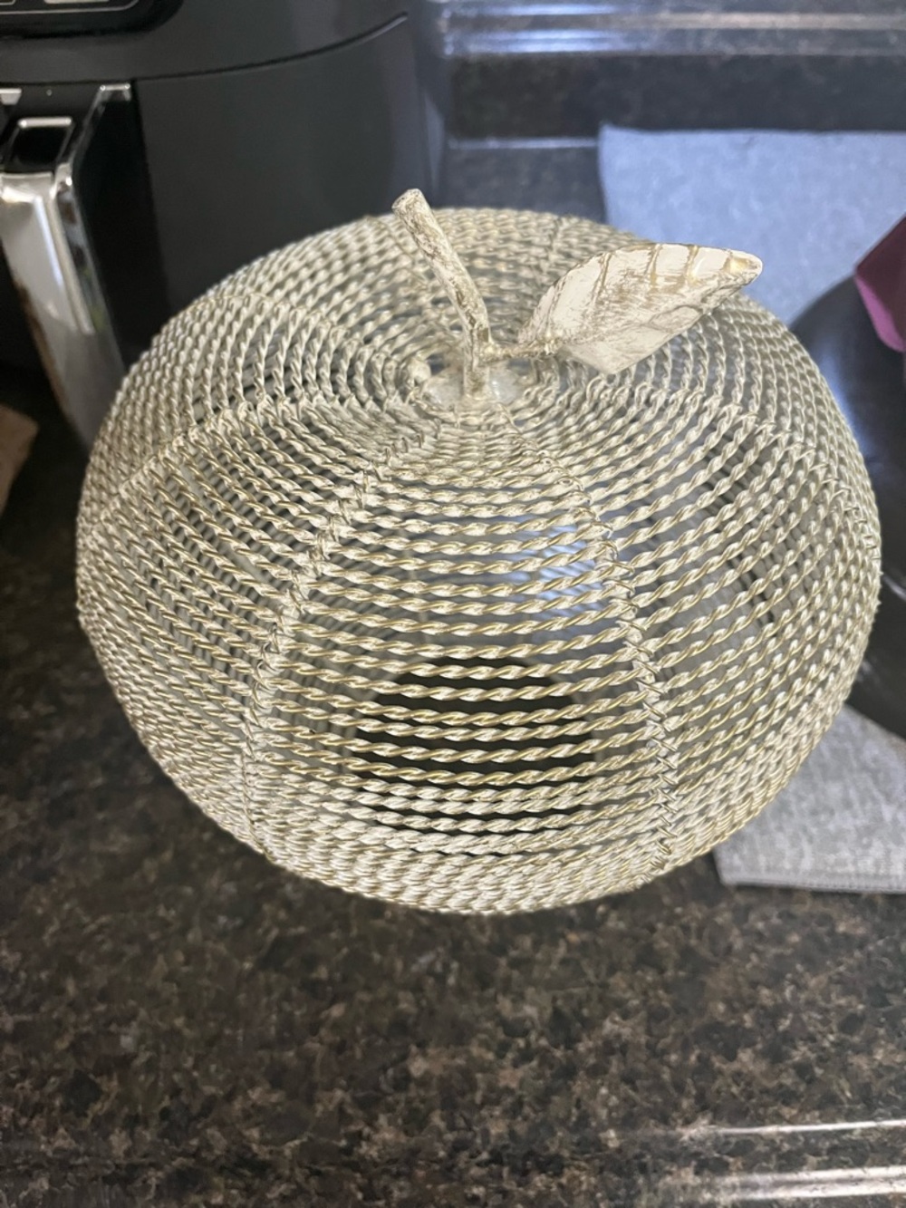 Decorative Metallic Rope Pumpkin Accent - Silver